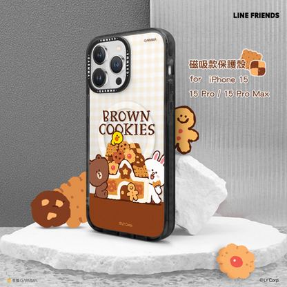 Garmma -  LINE FRIENDS iPhone 15系列 磁吸款保護殼 餅乾系列-好朋友